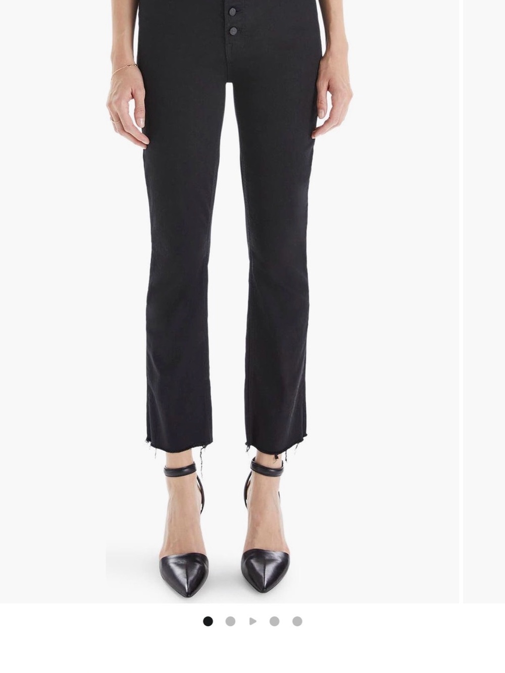 MOTHER Pixie Dazzler Ankle Button Fly Fray Hem Black
